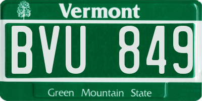 VT license plate BVU849