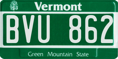 VT license plate BVU862