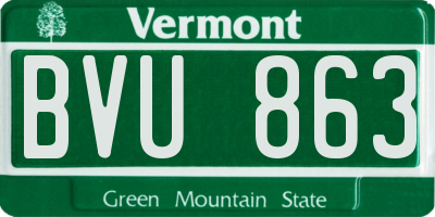 VT license plate BVU863