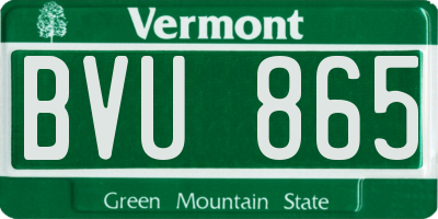 VT license plate BVU865