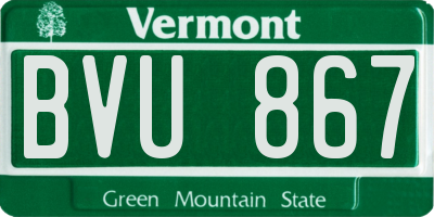 VT license plate BVU867