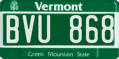 VT license plate BVU868
