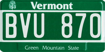 VT license plate BVU870