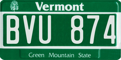 VT license plate BVU874