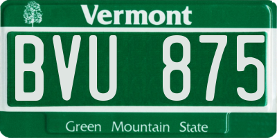 VT license plate BVU875