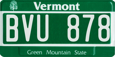 VT license plate BVU878