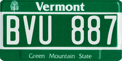 VT license plate BVU887