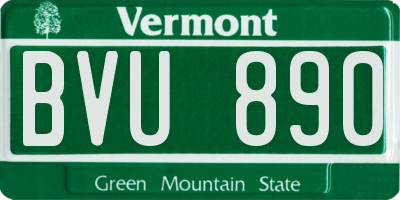 VT license plate BVU890