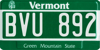 VT license plate BVU892