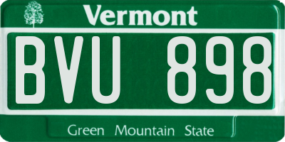 VT license plate BVU898