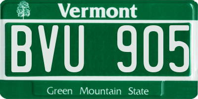 VT license plate BVU905