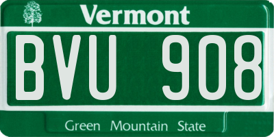 VT license plate BVU908