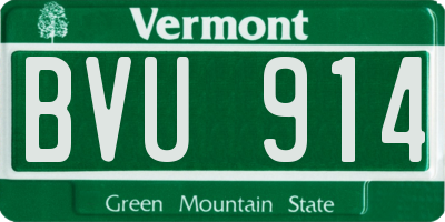 VT license plate BVU914