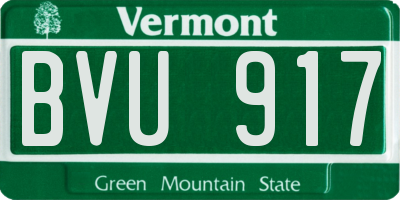 VT license plate BVU917
