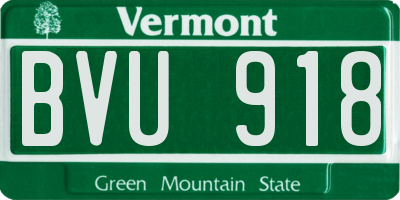 VT license plate BVU918