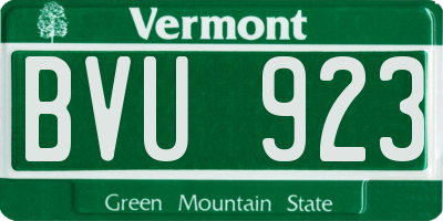 VT license plate BVU923
