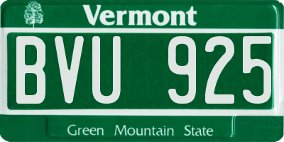 VT license plate BVU925