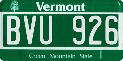 VT license plate BVU926
