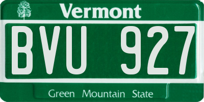 VT license plate BVU927