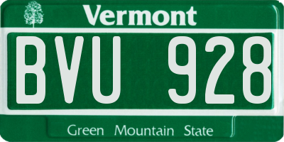 VT license plate BVU928