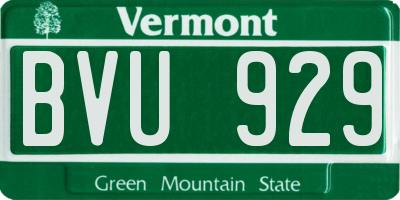 VT license plate BVU929