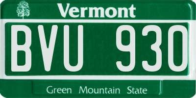 VT license plate BVU930