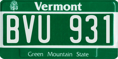 VT license plate BVU931