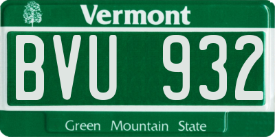 VT license plate BVU932