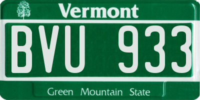 VT license plate BVU933
