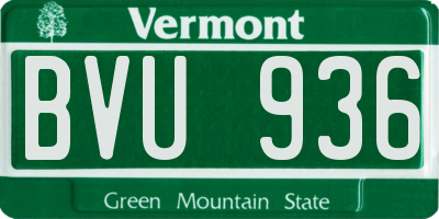 VT license plate BVU936