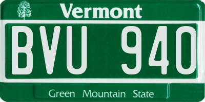 VT license plate BVU940