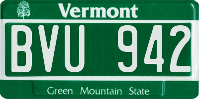 VT license plate BVU942