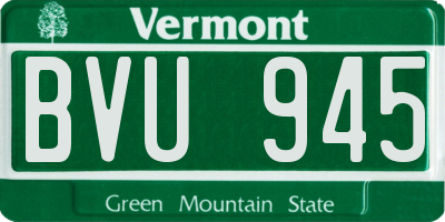 VT license plate BVU945