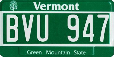 VT license plate BVU947
