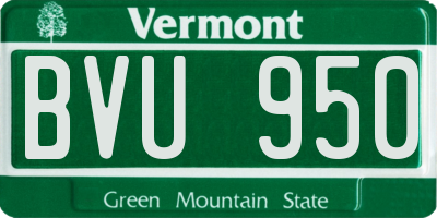 VT license plate BVU950