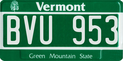 VT license plate BVU953