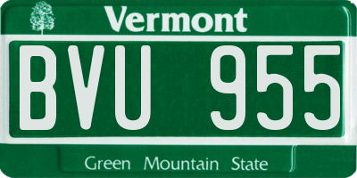 VT license plate BVU955