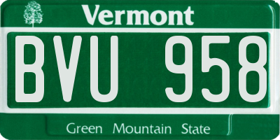 VT license plate BVU958