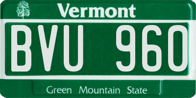 VT license plate BVU960