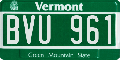 VT license plate BVU961