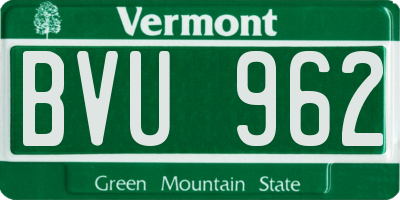 VT license plate BVU962