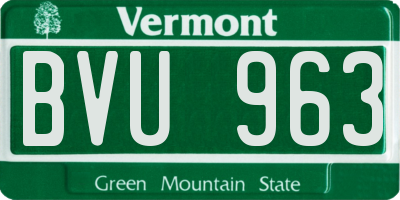 VT license plate BVU963
