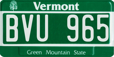 VT license plate BVU965
