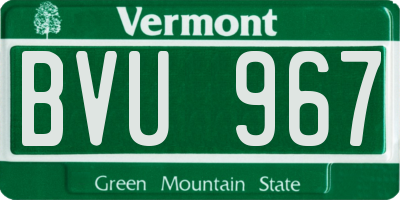 VT license plate BVU967