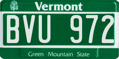 VT license plate BVU972