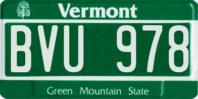 VT license plate BVU978