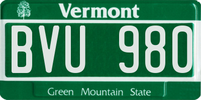 VT license plate BVU980
