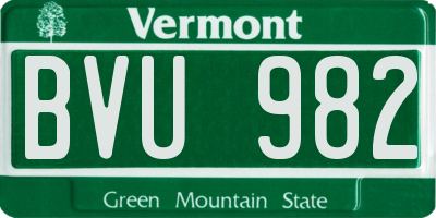 VT license plate BVU982