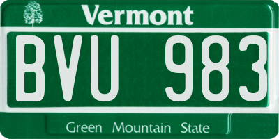 VT license plate BVU983