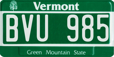 VT license plate BVU985